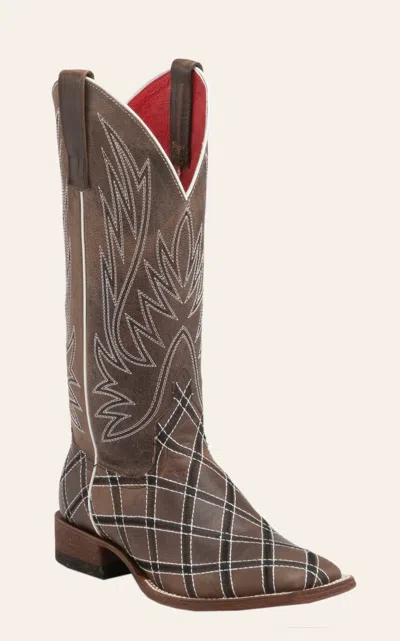 Anderson Bn Anderson Bean Women's Macie Bean Chocolate With Diamond Stitch Embroidery Square Toe Cowboy Boots In Brown