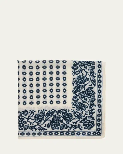 Anderson & Sheppard Men's Cashmere And Silk Provence Geometric Neckerchief In Dk Navy