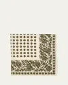 Anderson & Sheppard Men's Cashmere And Silk Provence Geometric Neckerchief In Khaki