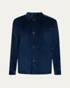 Anderson & Sheppard Men's Cotton And Cashmere Corduroy Shirt Jacket In Petrol