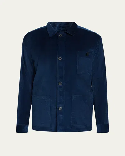 Anderson & Sheppard Men's Cotton And Cashmere Corduroy Shirt Jacket In Petrol