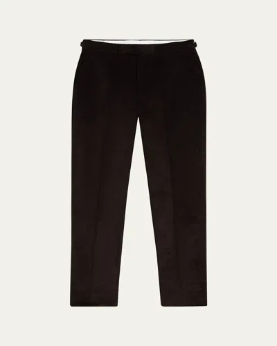 Anderson & Sheppard Men's Cotton Corduroy Flat-front Trousers In Chocolate