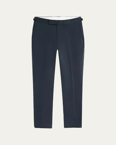 Anderson & Sheppard Men's Cotton Flat-front Trousers In Airforce Blue