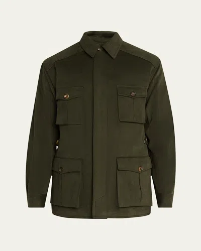 Anderson & Sheppard Men's Cotton Four-pocket Travel Jacket In Olive