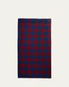 Anderson & Sheppard Men's Large Check Cashmere Scarf In Winenavy