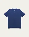 Anderson & Sheppard Men's Linen Knit Henley T-shirt