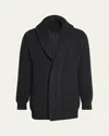 Anderson & Sheppard Men's Rib-knit Cashmere Cardigan In Charcoal