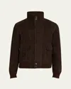 Anderson & Sheppard Men's Suede Button-front Blouson Jacket In Chocolate