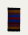 Anderson & Sheppard Men's Wide Stripe Cashmere Scarf In Winenavy