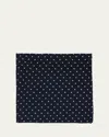 Anderson & Sheppard Men's Wool And Cashmere Polka Dot Pocket Square In Navy