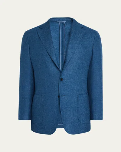 Anderson & Sheppard Men's Wool And Cashmere Single-breasted Blazer In Blue