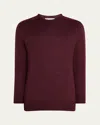 Anderson & Sheppard Men's Wool And Silk Knit Crewneck Sweater In Burgundy