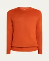 Anderson & Sheppard Men's Wool And Silk Knit Crewneck Sweater In Dk Orange