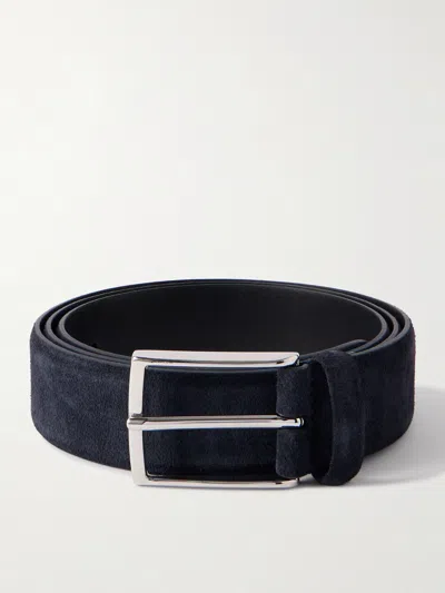 Anderson's 3.5cm Navy Suede Belt In Blue