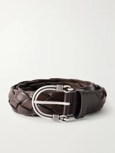 Anderson's 3cm Woven Leather Belt In Brown
