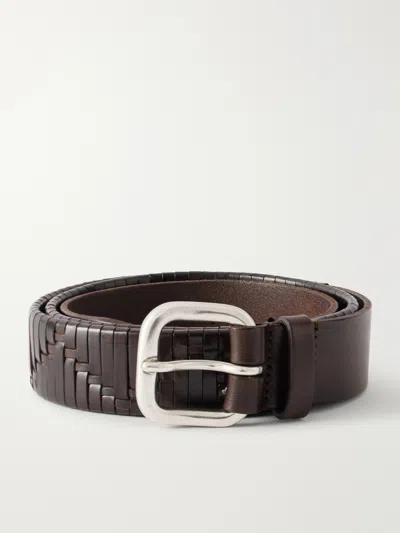 Anderson's 3cm Woven Leather Belt In Brown