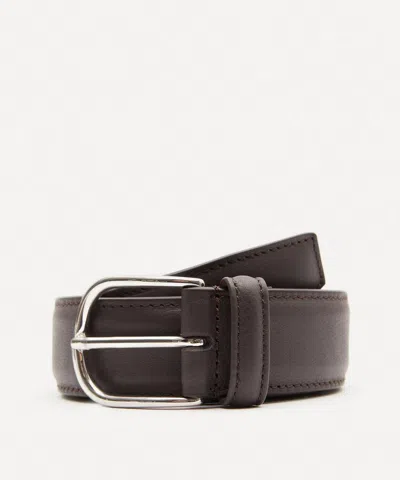 Anderson's Stitch-trimmed Nappa Leather Belt In Dark Brown