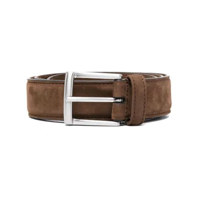 Anderson's Buckled Suede Belt In Brown