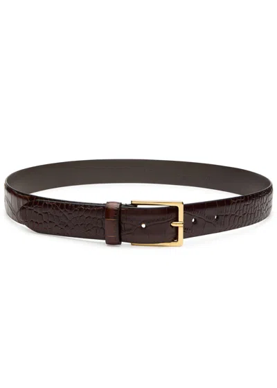 Andersons Belts Crocodile-effect Leather Belt In Dark Brown