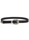 Andersons Belts Western Nubuck Leather Belt In Black And Silver