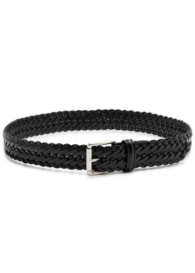 Andersons Belts Woven Leather Belt In Black