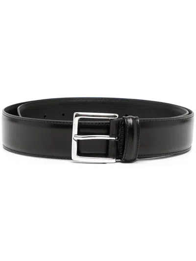 Anderson's Black Leather Belt With Silver Buckle