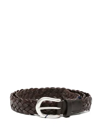 Anderson's Braided Leather Belt In Brown