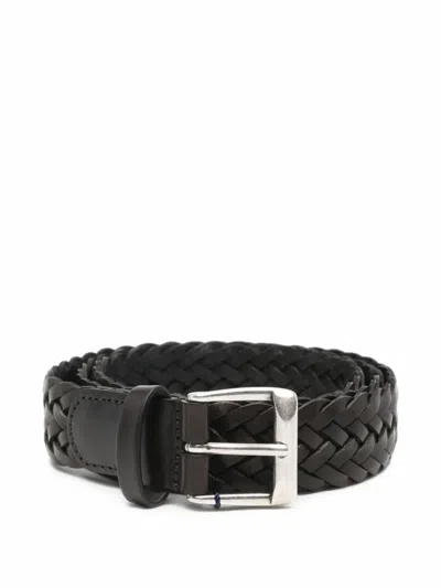 Anderson's Braided Leather Belt In Black