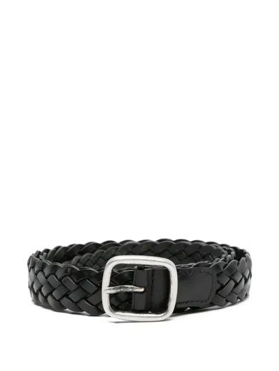 Anderson's Braided Leather Belt In Orange
