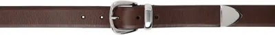 Anderson's Brown Narrow Veg Tanned Leather Belt In M4 Dark Brown