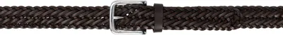 Anderson's Brown Narrow Woven Leather Casual Belt In C1 Mid Brown