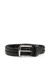 Anderson's Brown Woven Leather Belt In Black