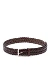 Anderson's Woven Leather Belt In Brown