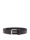 Anderson's Croc-effect Leather Belt In 黑色