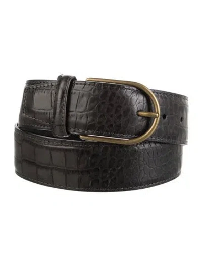 Pre-owned Anderson's Crocodile Waist Belt W/ Tags In Black