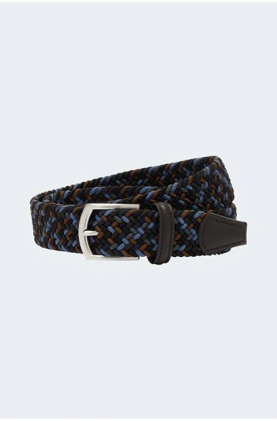 Anderson's Elastic Woven Belt In Navy Tan Multi