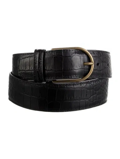 Pre-owned Anderson's Embossed Leather Belt W/ Tags In Black