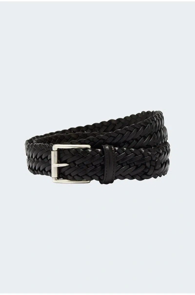 Anderson's Leather Weave Belt In Dark Brown