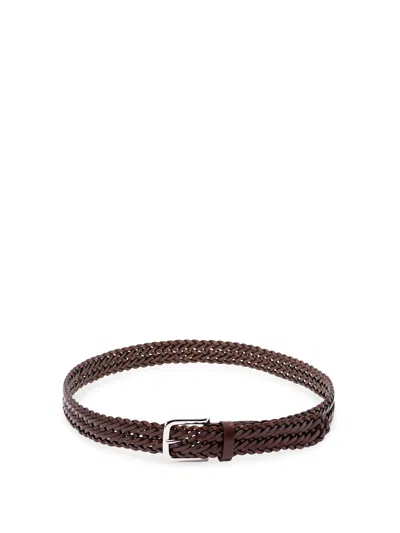 Anderson's Leather Woven Belt In Brown