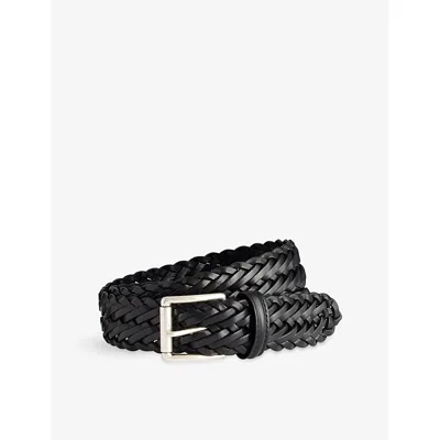 Anderson's Mens Woven Leather Belt Black