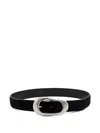 Anderson's Oval-buckle Suede Belt In Black