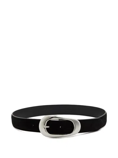 Anderson's Oval-buckle Suede Belt In Black