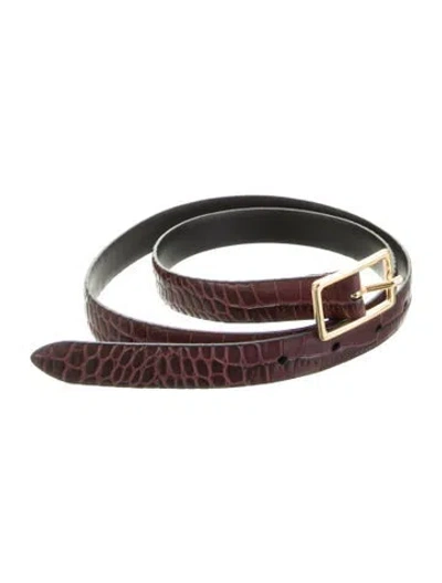 Pre-owned Anderson's Skinny Crocodile Belt In Burgundy