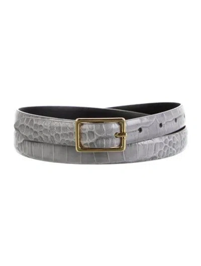 Pre-owned Anderson's Skinny Crocodile Belt W/ Tags In Grey