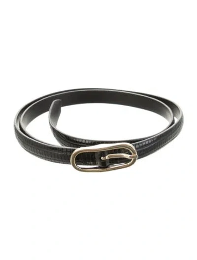 Pre-owned Anderson's Skinny Embossed Leather Belt In Black