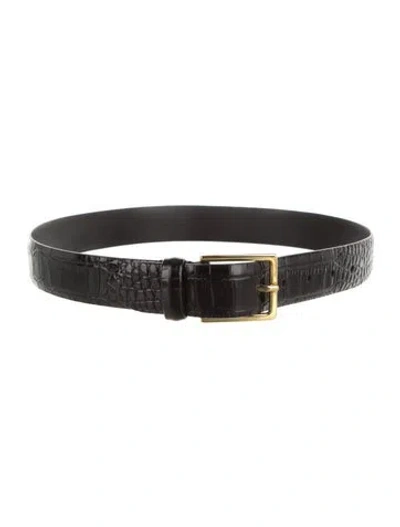 Pre-owned Anderson's Skinny Embossed Leather Belt In Black