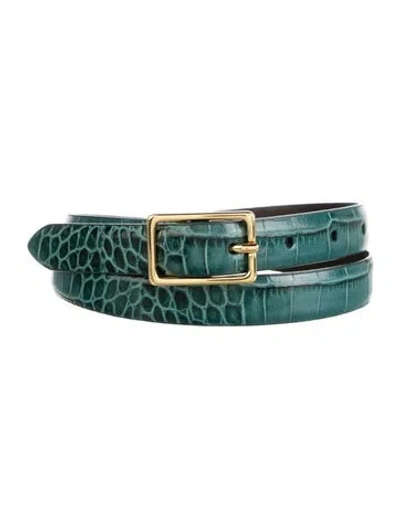 Pre-owned Anderson's Skinny Embossed Leather Belt W/ Tags In Green