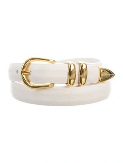 Pre-owned Anderson's Skinny Leather Belt In White