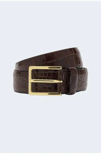 Anderson's Snakeskin Belt In Dark Brown
