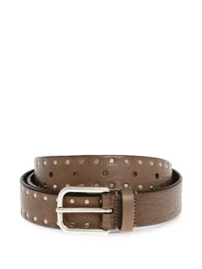 Anderson's Studded Leather Belt In Brown